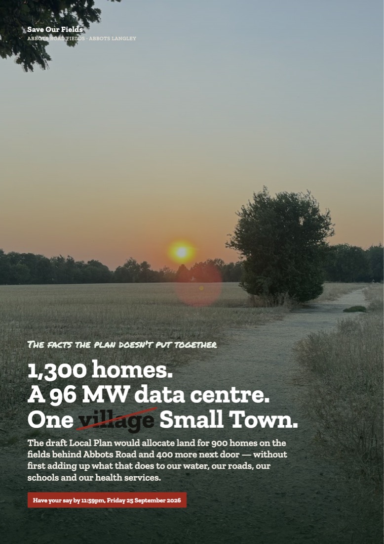 Cover of The Abbots Road Report: &ldquo;1,300 homes. A 96 MW data centre. One Small Town.&rdquo;
